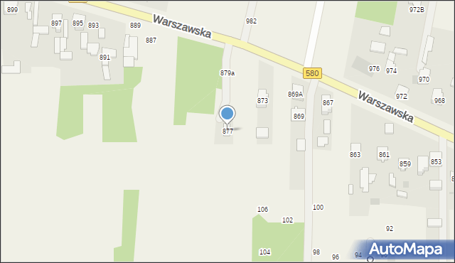 Borzęcin Mały, Warszawska, 877, mapa Borzęcin Mały