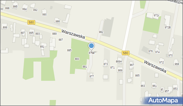 Borzęcin Mały, Warszawska, 879a, mapa Borzęcin Mały