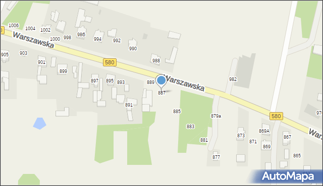 Borzęcin Mały, Warszawska, 887, mapa Borzęcin Mały