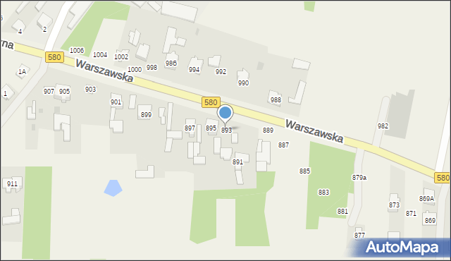 Borzęcin Mały, Warszawska, 893, mapa Borzęcin Mały