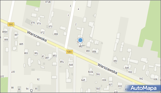 Borzęcin Mały, Warszawska, 962, mapa Borzęcin Mały