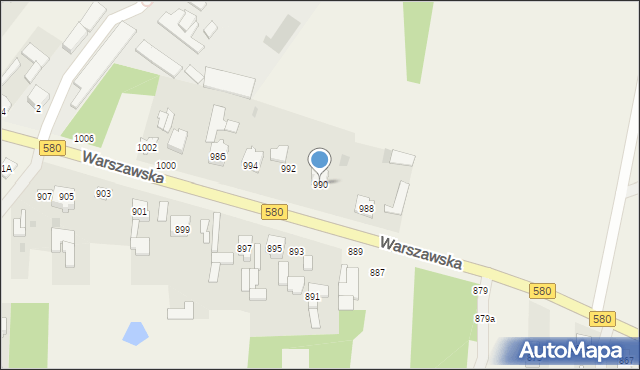Borzęcin Mały, Warszawska, 990, mapa Borzęcin Mały
