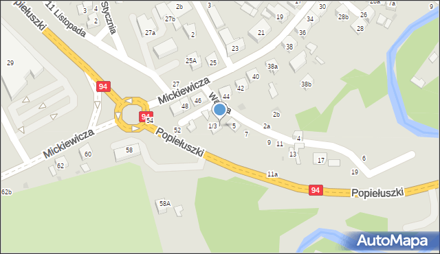 Brzesko, Wąska, 3, mapa Brzesko