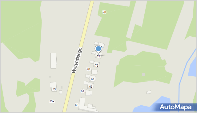 Brzeziny, Waryńskiego Ludwika, 74, mapa Brzeziny