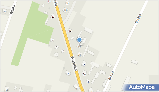Brzóza, Warecka, 12, mapa Brzóza