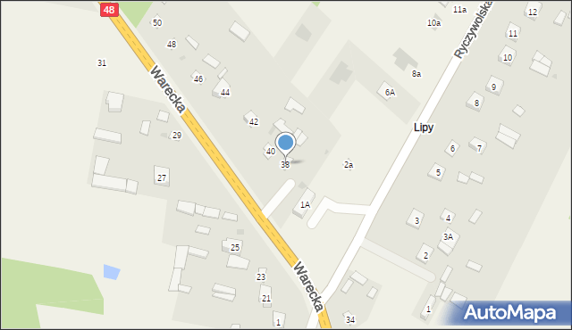 Brzóza, Warecka, 38, mapa Brzóza