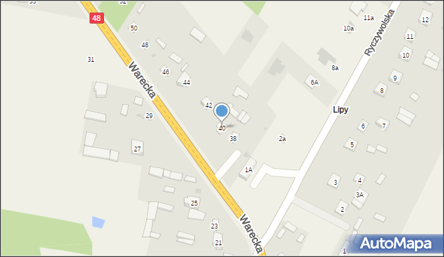 Brzóza, Warecka, 40, mapa Brzóza