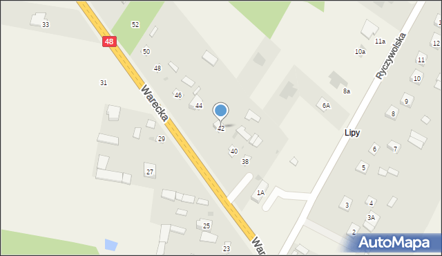 Brzóza, Warecka, 42, mapa Brzóza