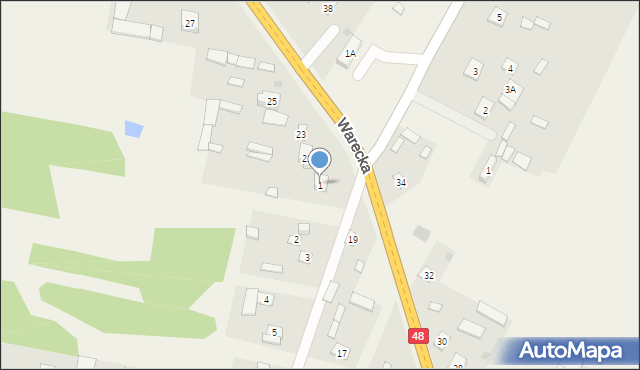 Brzóza, Wąska, 1, mapa Brzóza