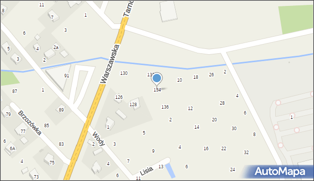 Brzozówka, Warszawska, 134, mapa Brzozówka