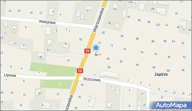 Brzozówka, Warszawska, 58, mapa Brzozówka