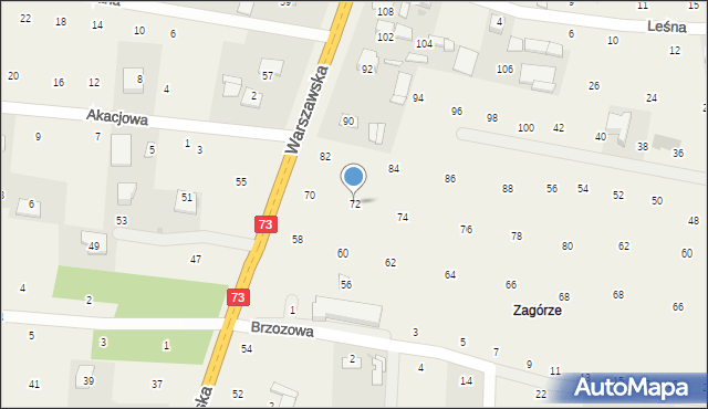 Brzozówka, Warszawska, 72, mapa Brzozówka