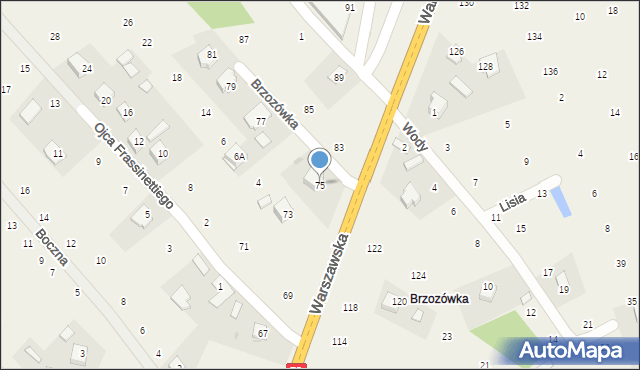 Brzozówka, Warszawska, 75, mapa Brzozówka