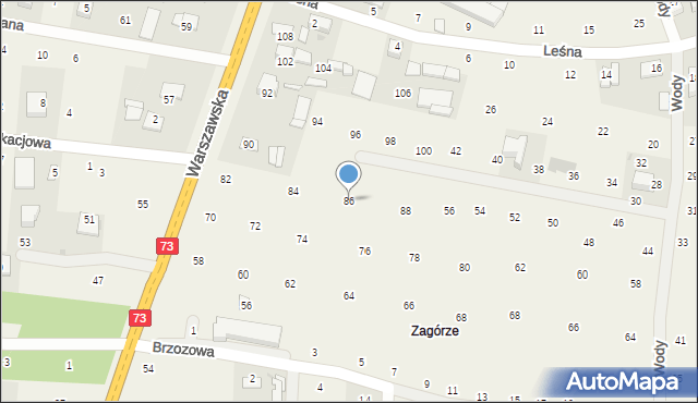 Brzozówka, Warszawska, 86, mapa Brzozówka