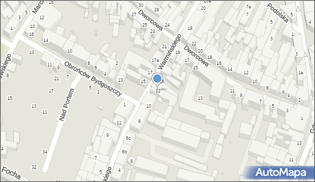 Bydgoszcz, Warmińskiego Emila, dr., 12, mapa Bydgoszczy