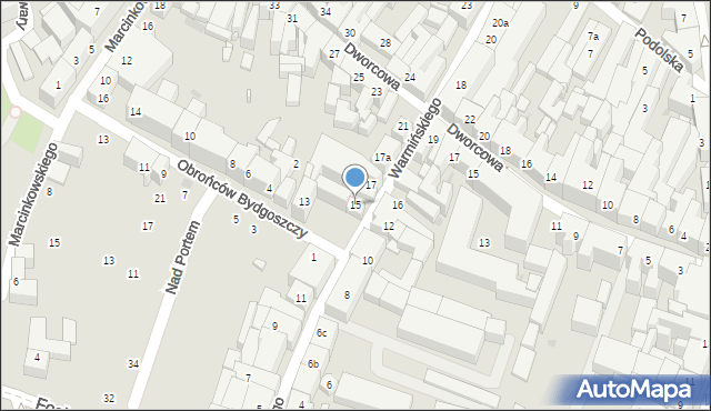 Bydgoszcz, Warmińskiego Emila, dr., 15, mapa Bydgoszczy