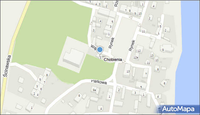 Chobienia, Wąska, 1, mapa Chobienia