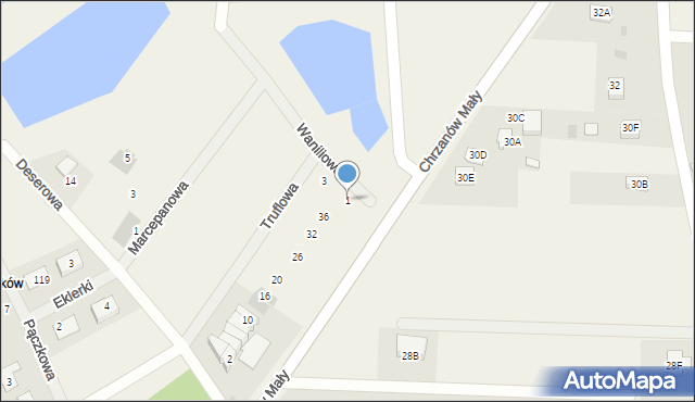 Chrzanów Mały, Waniliowa, 1, mapa Chrzanów Mały