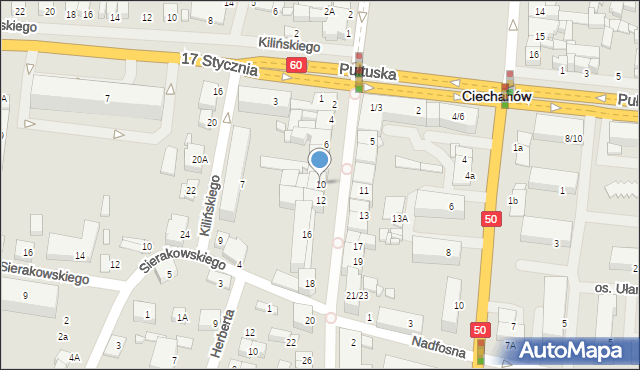 Ciechanów, Warszawska, 10, mapa Ciechanów