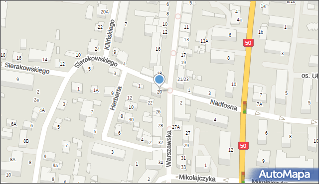 Ciechanów, Warszawska, 20, mapa Ciechanów