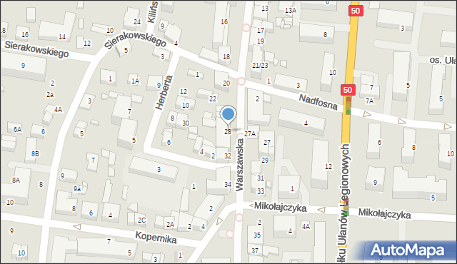 Ciechanów, Warszawska, 28, mapa Ciechanów