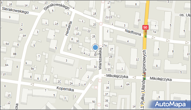 Ciechanów, Warszawska, 32, mapa Ciechanów