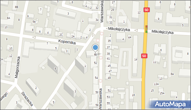 Ciechanów, Warszawska, 50, mapa Ciechanów