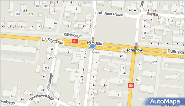 Ciechanów, Warszawska, 62c, mapa Ciechanów