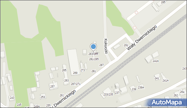 Częstochowa, Wały Józefa Dwernickiego, gen., 283/285, mapa Częstochowy