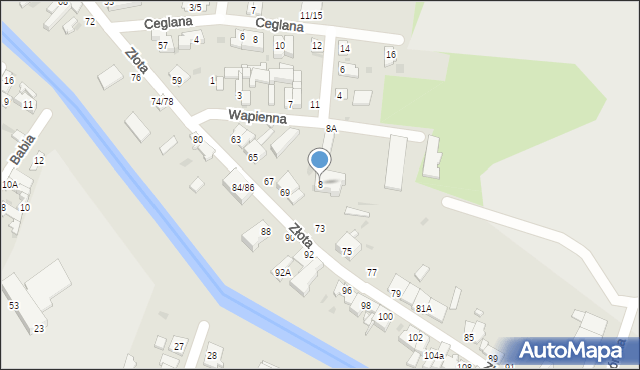 Częstochowa, Wapienna, 8, mapa Częstochowy