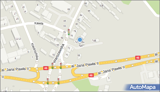 Częstochowa, Warszawska, 74A, mapa Częstochowy