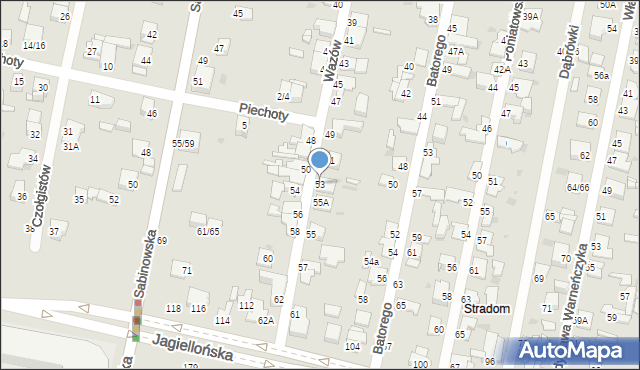 Częstochowa, Wazów, 53, mapa Częstochowy