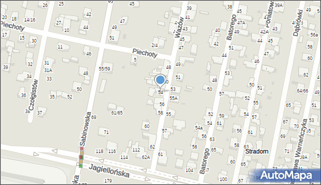 Częstochowa, Wazów, 54, mapa Częstochowy