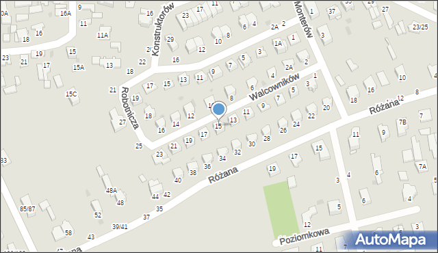 Częstochowa, Walcowników, 15, mapa Częstochowy