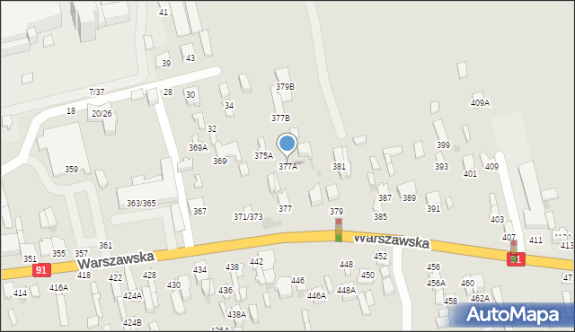 Częstochowa, Warszawska, 377A, mapa Częstochowy
