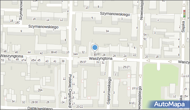 Częstochowa, Waszyngtona Jerzego, 30, mapa Częstochowy