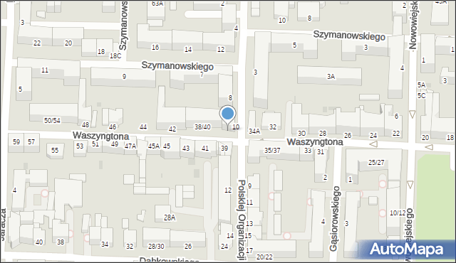 Częstochowa, Waszyngtona Jerzego, 36, mapa Częstochowy