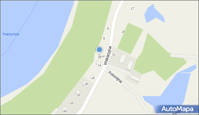 Częstocin, Wakacyjna, 12, mapa Częstocin