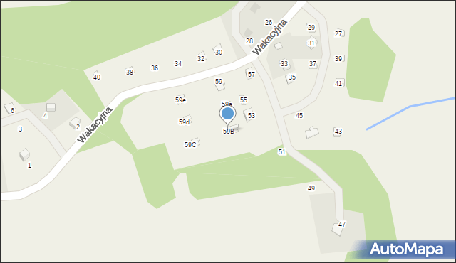 Częstocin, Wakacyjna, 59B, mapa Częstocin