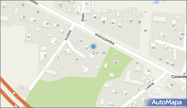 Czosnów, Warszawska, 71, mapa Czosnów