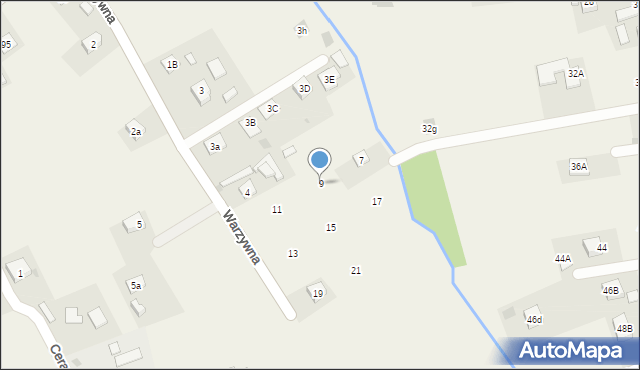 Czudec, Warzywna, 9, mapa Czudec