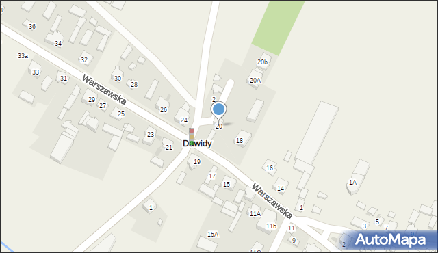 Dawidy, Warszawska, 20, mapa Dawidy