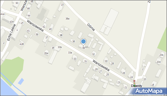 Dawidy, Warszawska, 34, mapa Dawidy