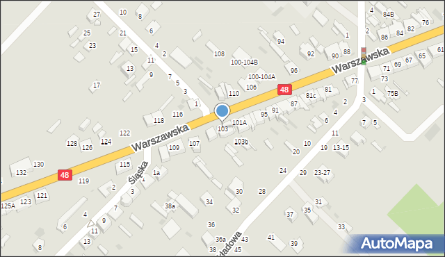 Dęblin, Warszawska, 103, mapa Dęblin