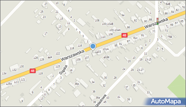 Dęblin, Warszawska, 105, mapa Dęblin