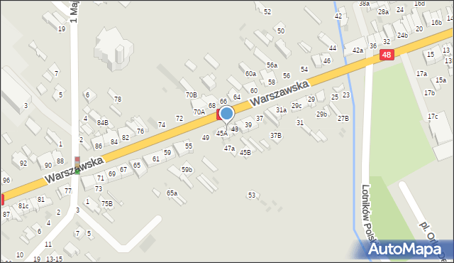 Dęblin, Warszawska, 45, mapa Dęblin