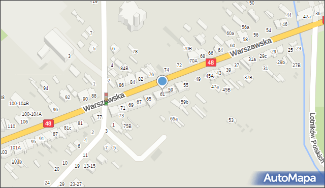 Dęblin, Warszawska, 61, mapa Dęblin