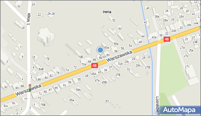 Dęblin, Warszawska, 64, mapa Dęblin