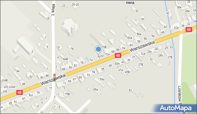 Dęblin, Warszawska, 72, mapa Dęblin