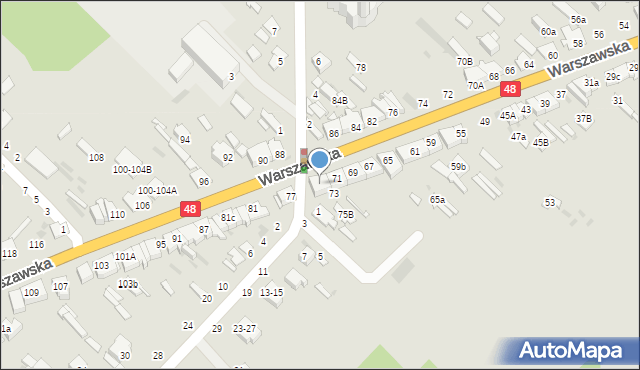 Dęblin, Warszawska, 75, mapa Dęblin